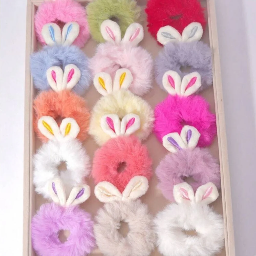 Colorful Bunny Ear Hair Ties Set (10 pieces)